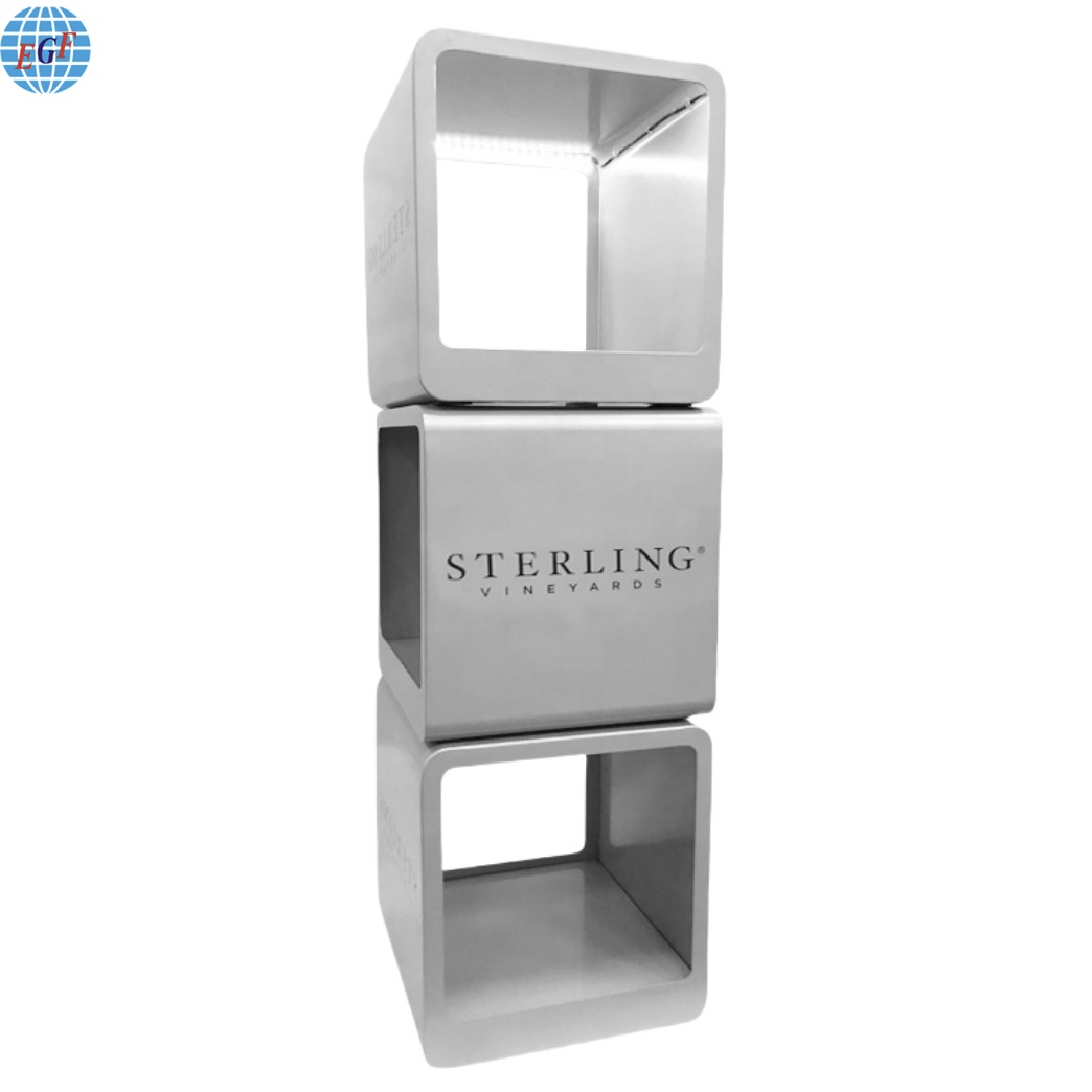 High End frittstående Pos Pop Metal Cube Display Stativ for vinbutikk1