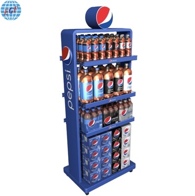 Pepsi Custom 2. generációs 3 rétegű fém rácsos kijelzőállvány2