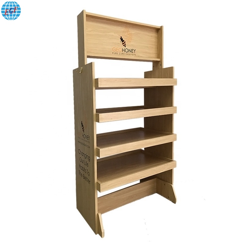 Custom Logo Wood Food Rack Honey Display Stand For Retail Store3