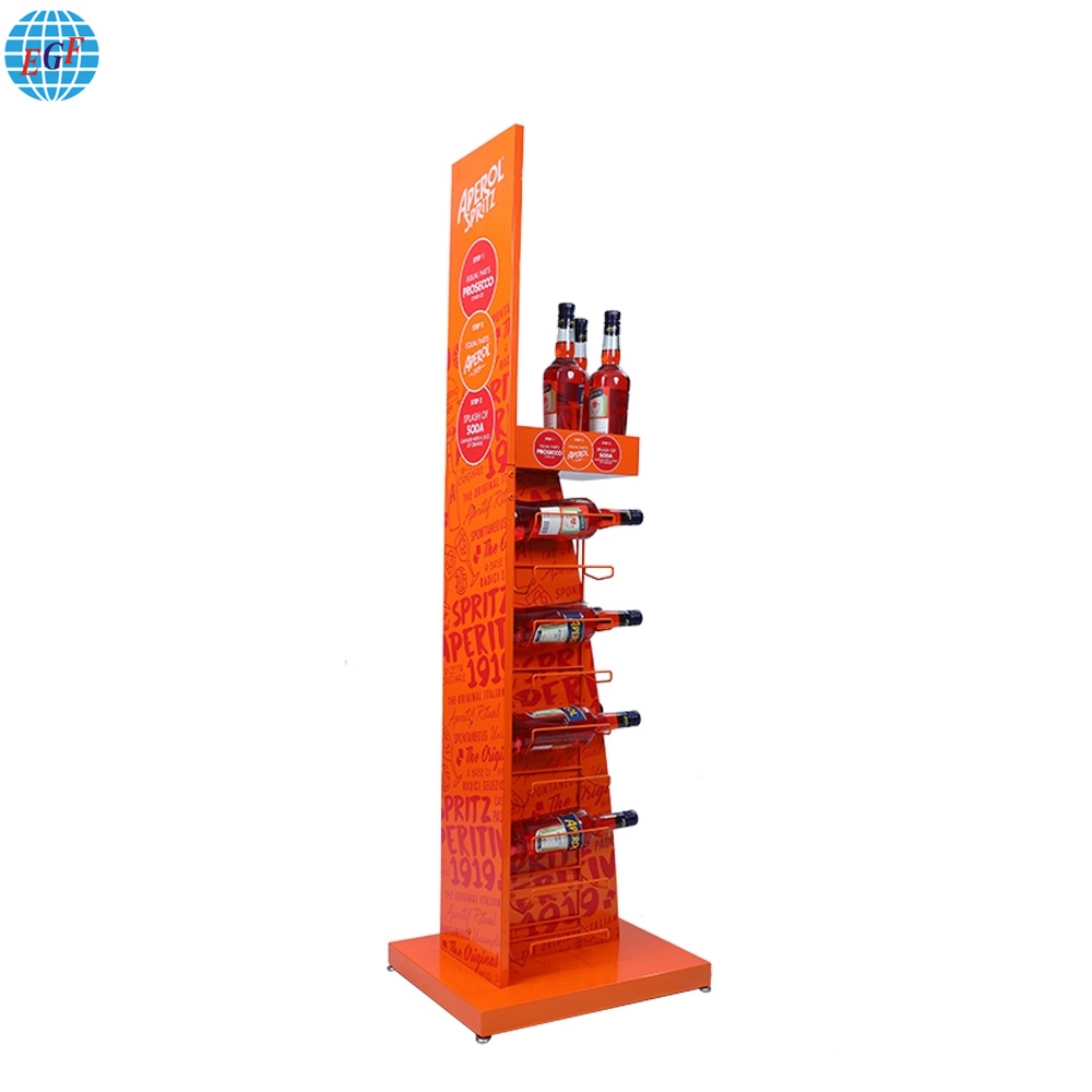 Floor Standing Custom Metal Wine Racks Shop Pop Up Display Stand2