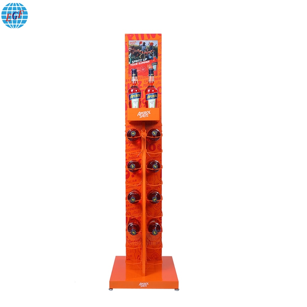 Floor Standing Custom Metal Wine Racks Shop Pop Up Display Stand5