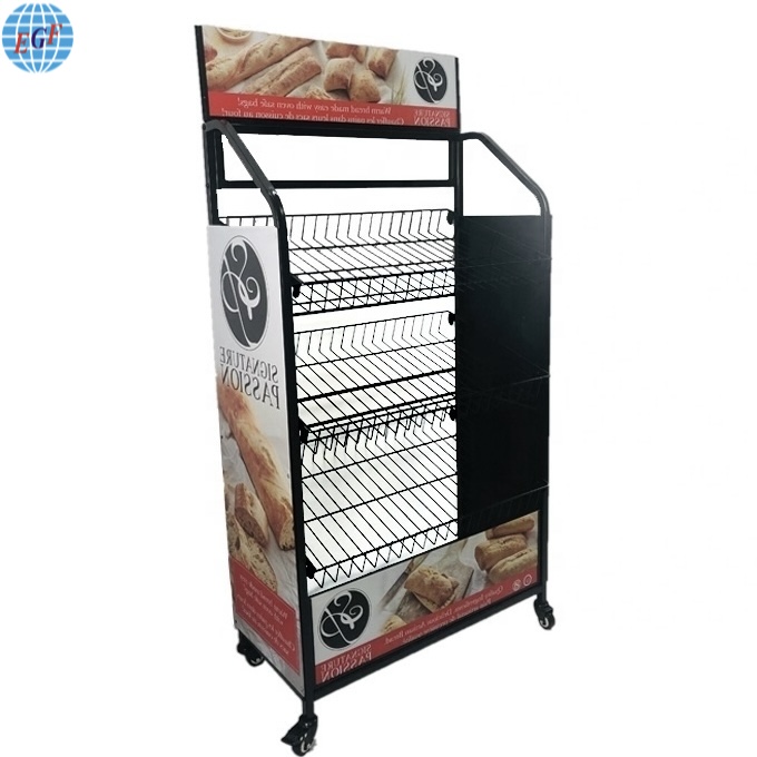 Free Standing Multi Tiered Metal Rack Bread Display Shelf For Bake8