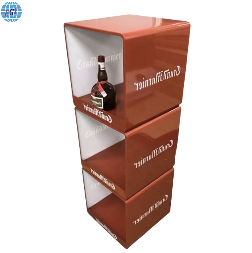 High End Free Standing Pos Pop Metal Cube Display Rack For Wine Store5