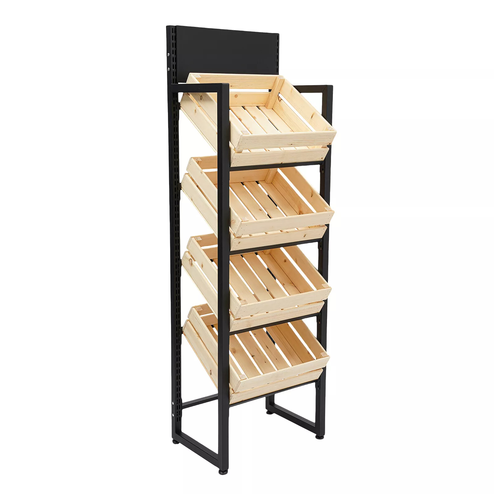 Market Retail Display Rack Shelf Merchandiser Fruit Vegetable Snack Wood Baskets5