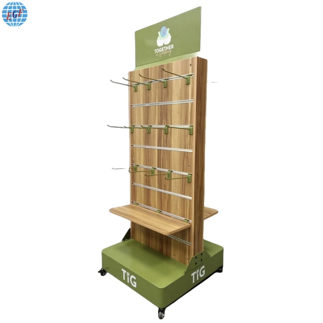 Retail Mobile Accessory Wooden Display Rack Stand With Hanging Hooks2