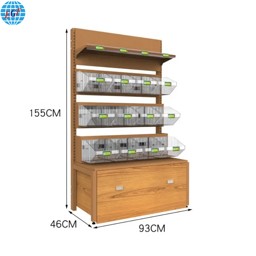 Custom Metal-Wood Acrylic Box Display Stand for Supermarkets